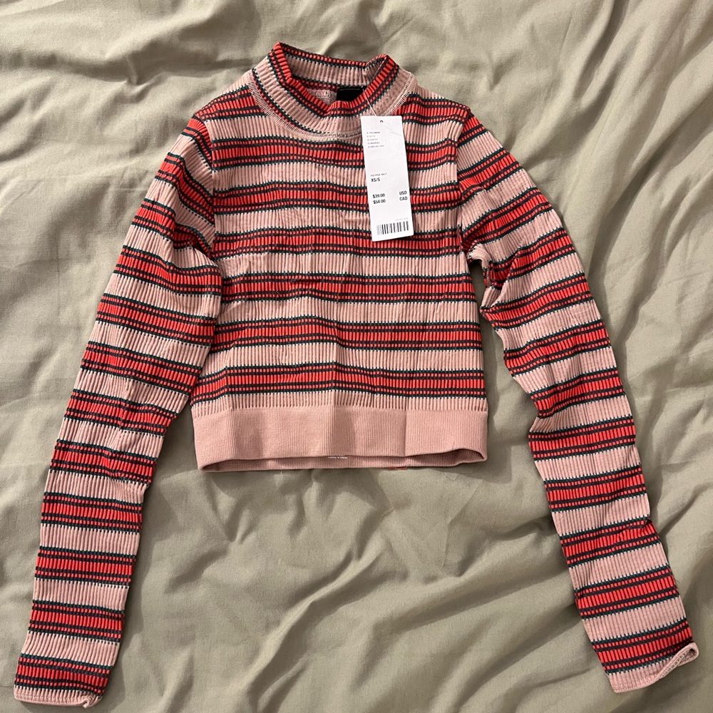 Urban outfitters striped cropped long sleeve top